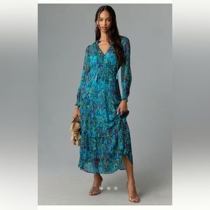 Anthropologie Marais Tiered Chiffon Maxi Dress Size XXS - Runs Large